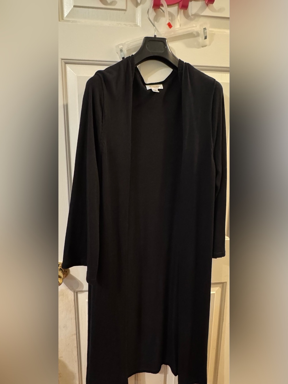 Talbots Black Long-Sleeve Open-Front Duster